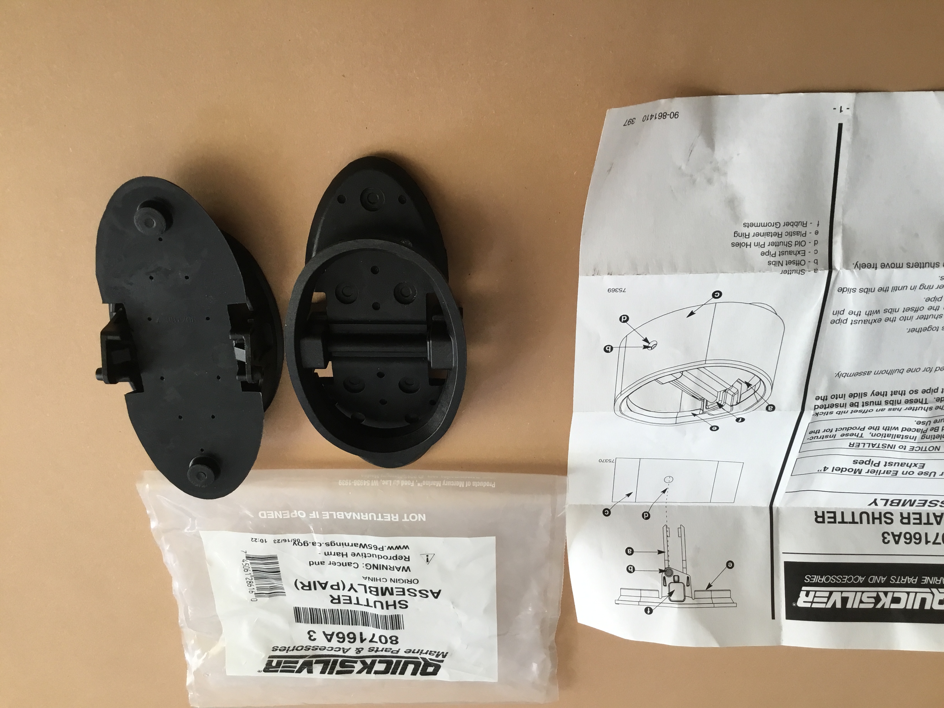 Клапан (заслінка) випускного колектора (вихлопу) GM V6 V8 Mercruiser 807166A3 14348A1 14348A2